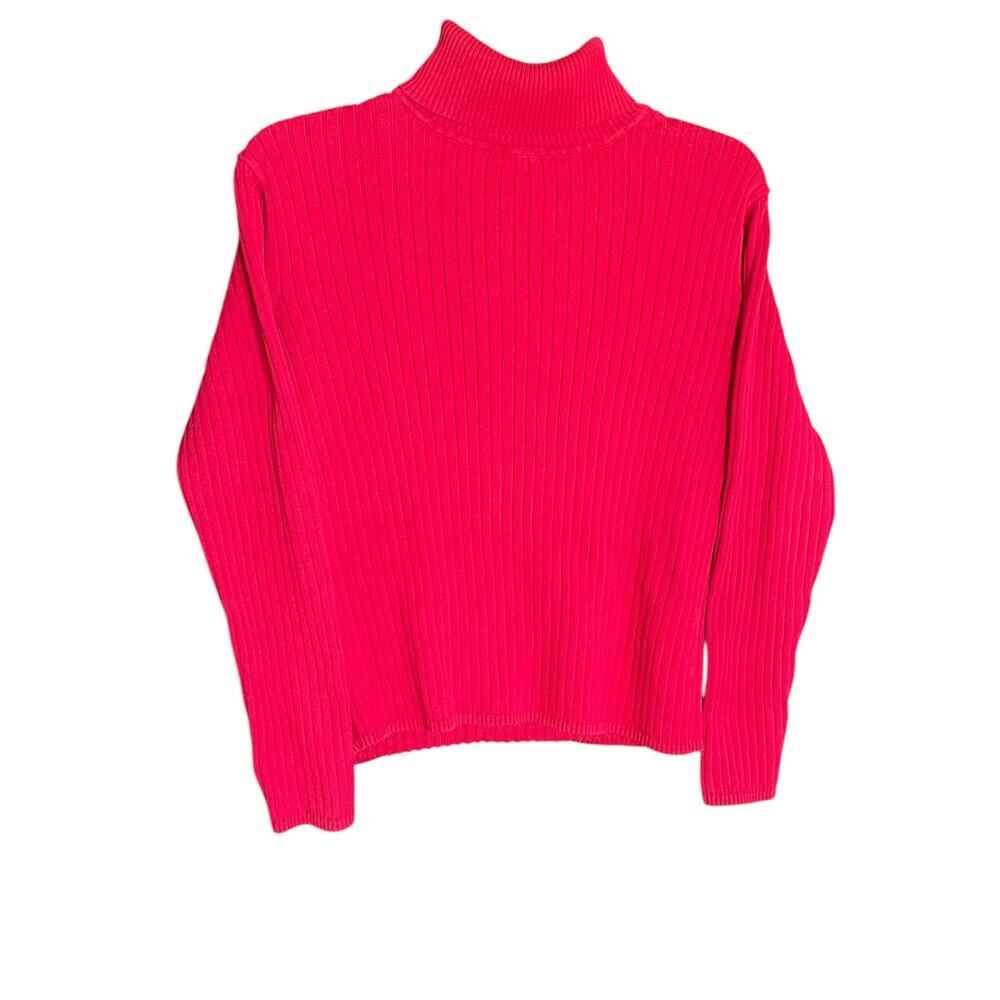 Talbots Petites 100% Cotton Red Turtleneck Size Small